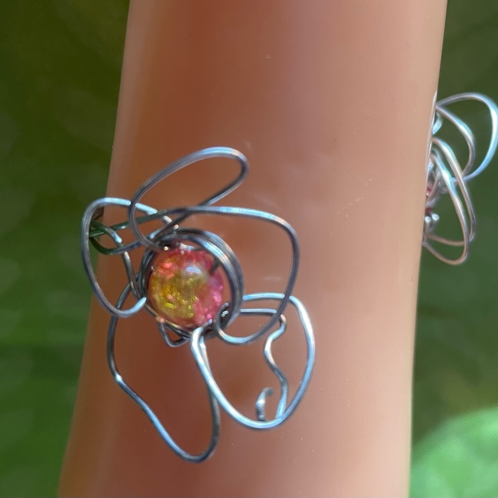 Open faced cuff flower power bracelet